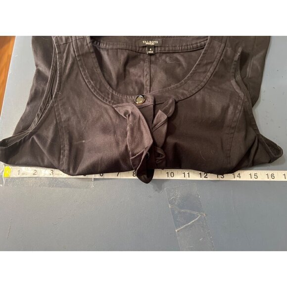 Talbots Womens Black Sleeveless Button-Front Dress With Ruffle Detail Size 4 LBD - Picture 5 of 10